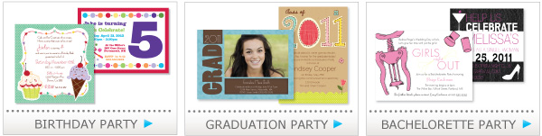 birthday party announcements, graduation party, bachelorette party